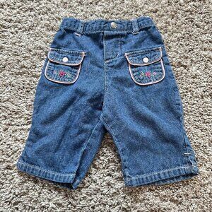 Small Wonders Size 18 Months Vintage Floral Embroidered Snap Pocket Jeans